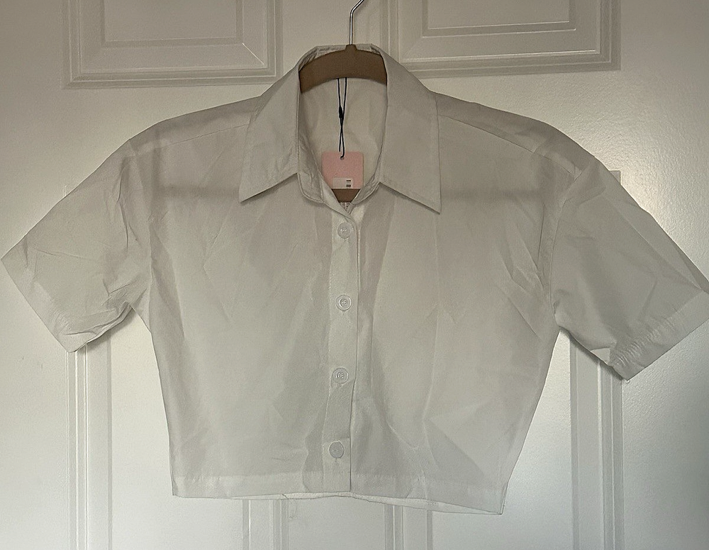 Micas Extra Small Cropped White Button Up Shirt