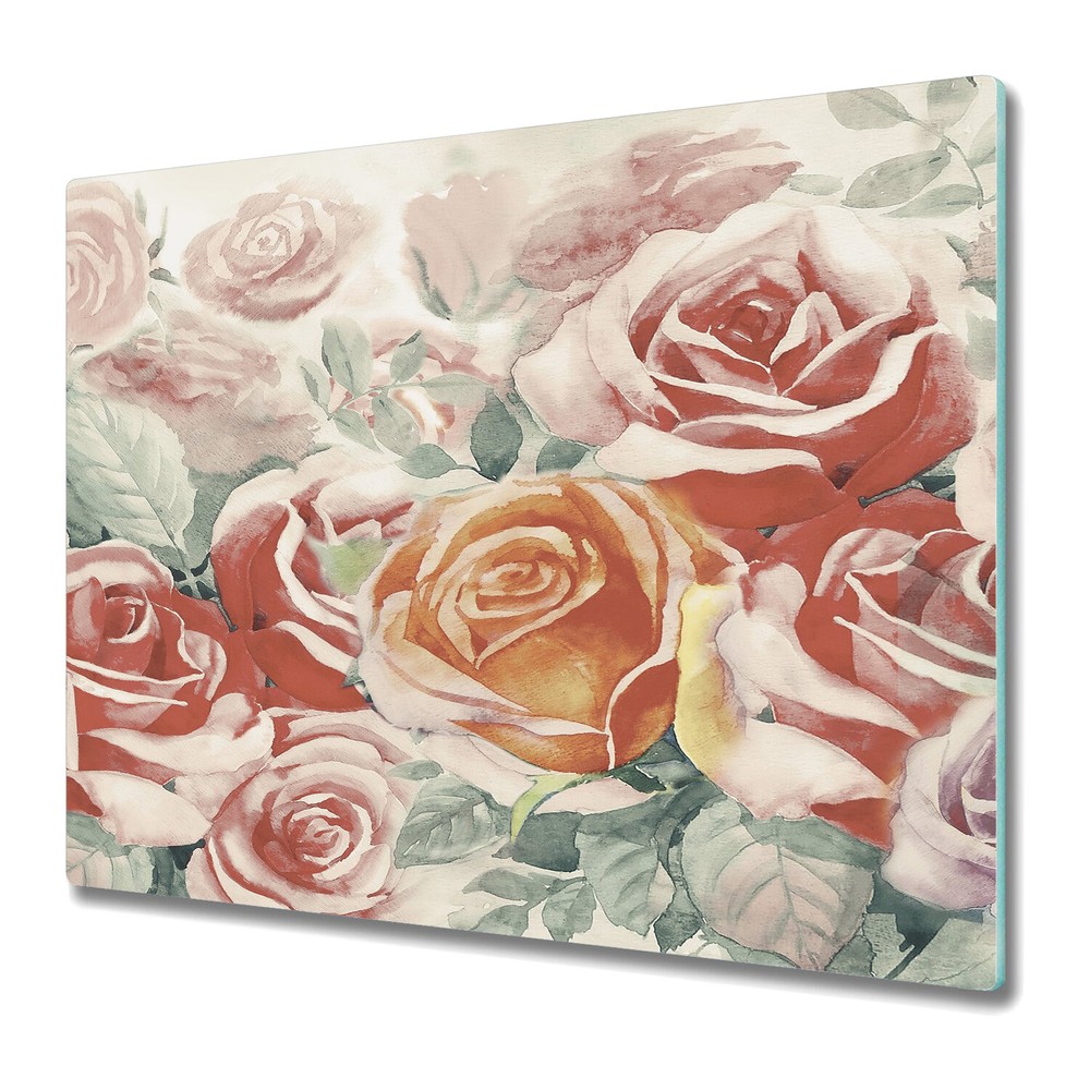 Glass Cutting Board Colourful Bunch Of Roses In The Garden Floral 60x52
