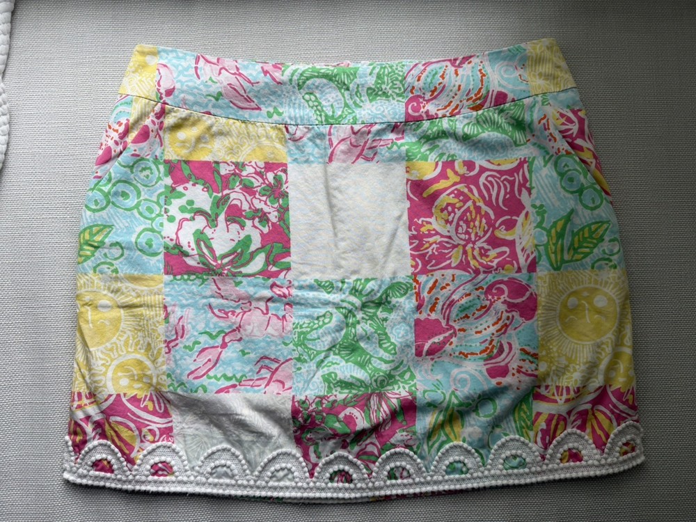 Women’s LILLY PULITZER Floral Patchwork Mini Skort, Palm Beach Preppy, Size 0