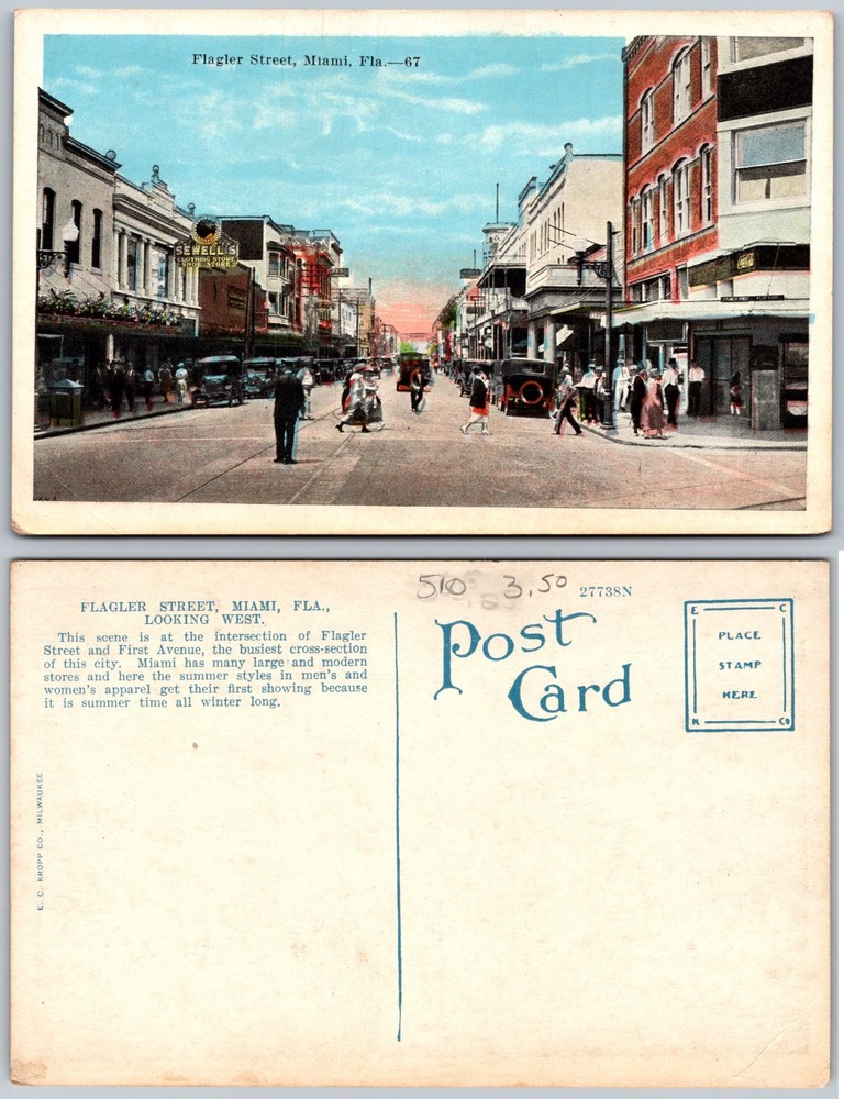 Flagler Street Miami FL Postcard