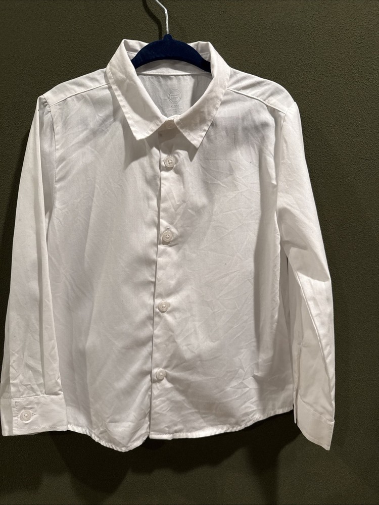 Wonder Nation Kids White Button-Up Shirt Size 4 Cotton & Polyester Blend