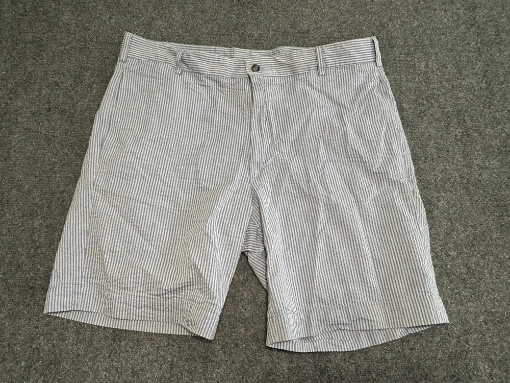 H. Stockton Atlanta Shorts Seersucker Chino Mens Size 40 Flat Front 9” Summer