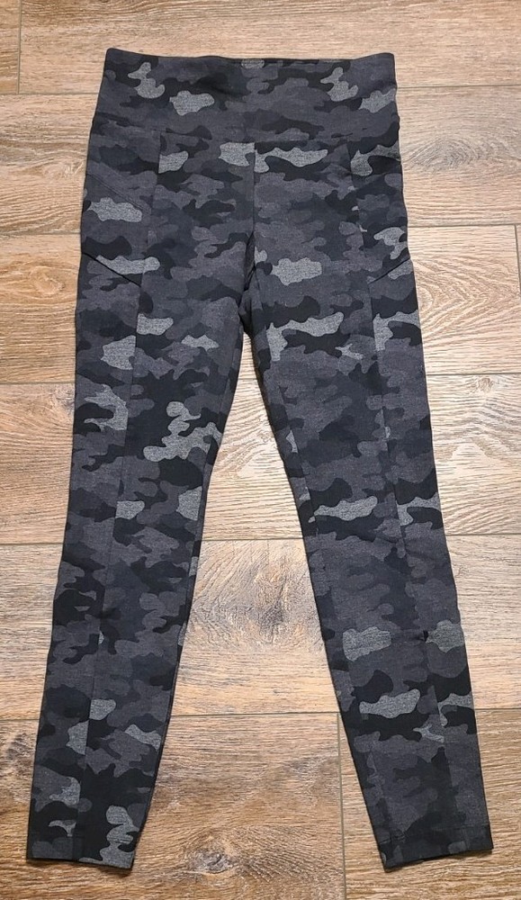 Cabi ATC Black Gray Camo High Rise Leggings Pockets Stretch Small
