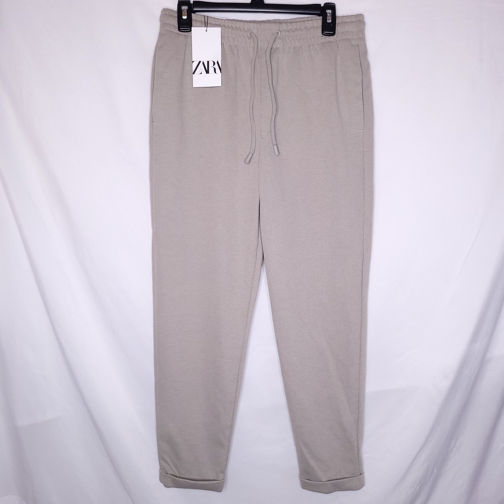 Zara Joggers Mens Medium Gray Knit Easy Care Flip Cuff NWT