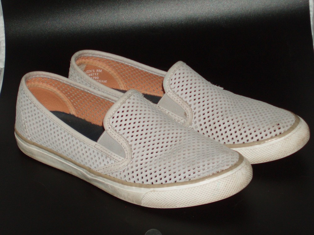 SPERRY Top-Sider Sneaker Gray SEASIDE Perforated Shoes Nubuck Leather 8M