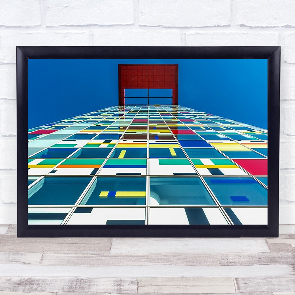 Colours Perspective Facade Architecture Windows Grid Colourful Wall Art Print