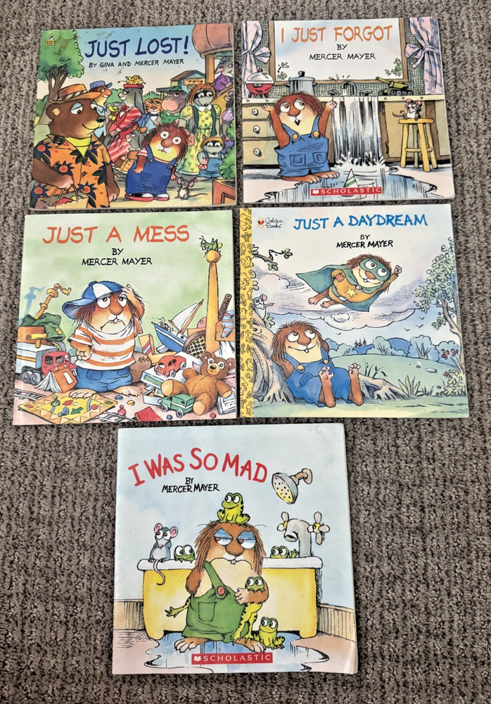 Lot of 5 Little Critter Books by Mercer Mayer Mad,Mess,DayDream,Lost,Forgot