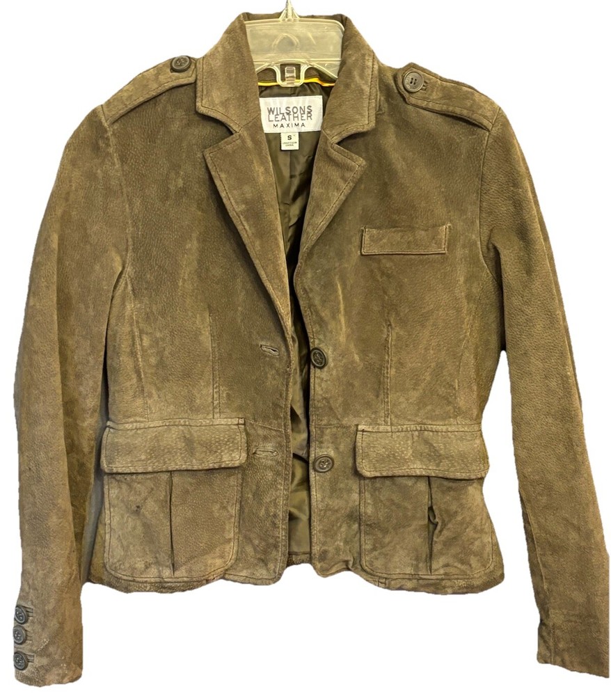 Vintage 90s/Y2K Wilsons Leather Maxima Suede Jacket Women's Small Taupe Blazer