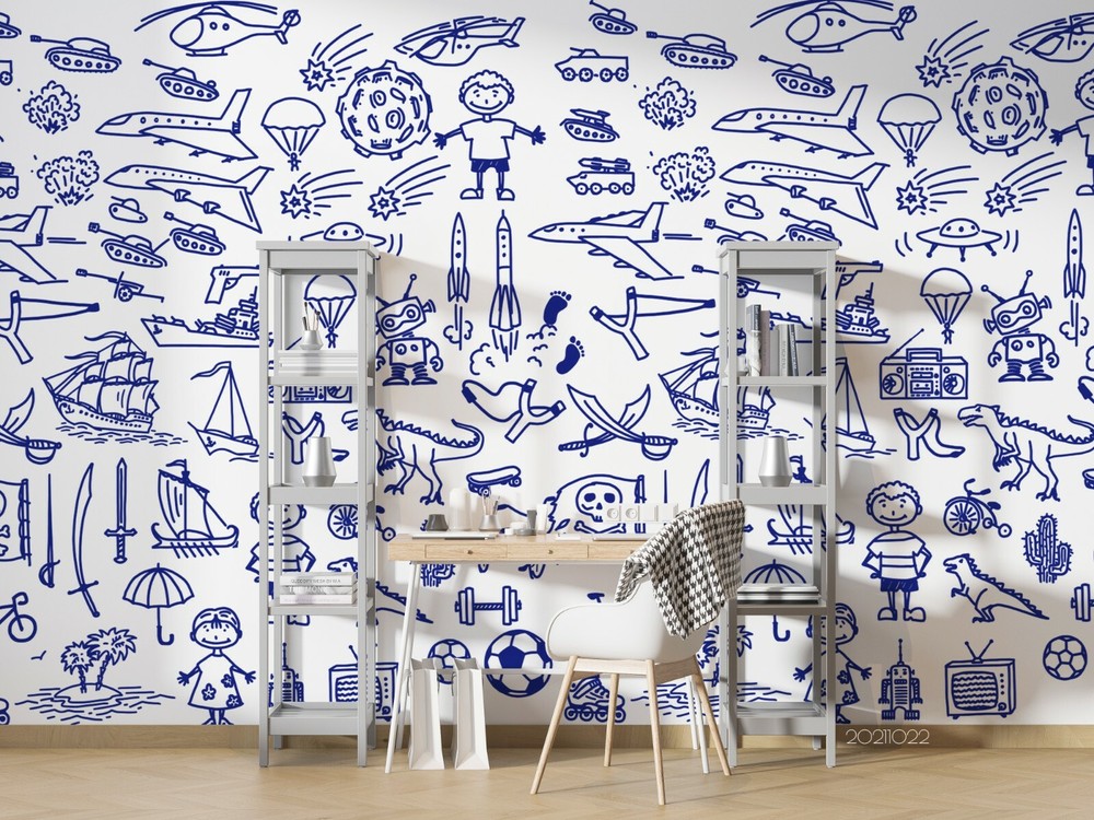 3D Abstract Boy Favorite Graffiti Self-adhesive Removable Wallpaper Murals Wall