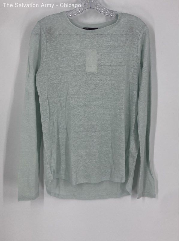 Vince Womens Blue Crew Neck Long Sleeve Pullover Blouse Top Size Small
