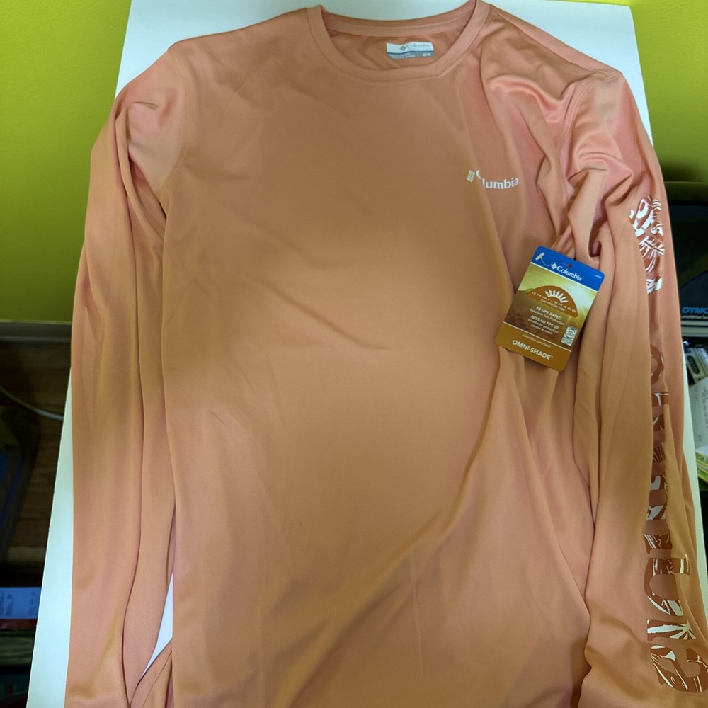 Columbia Omni-Shade UPF 50 Rapid Creek Long Sleeve Medium Coral NWT