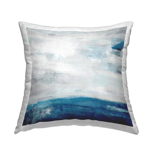 Abstract Ocean Tides Landscape Outdoor Printed Pillow 18x18 Blue-image