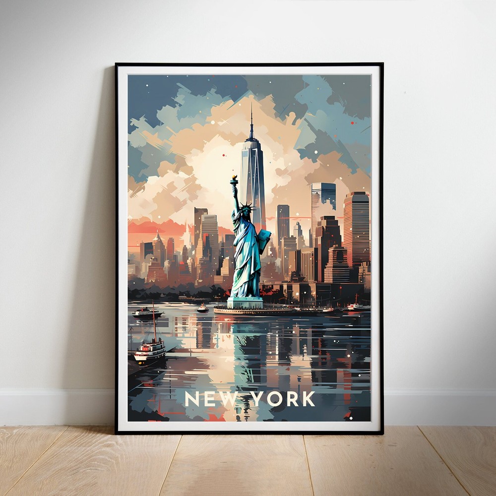 Printable Wall Art New York Retro Travel Poster Instant Hanging Decor New Home
