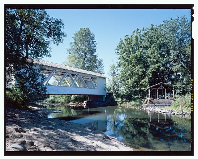 Photo:Larwood Bridge Larwood 1900s Covered Bridge River View to Southwest