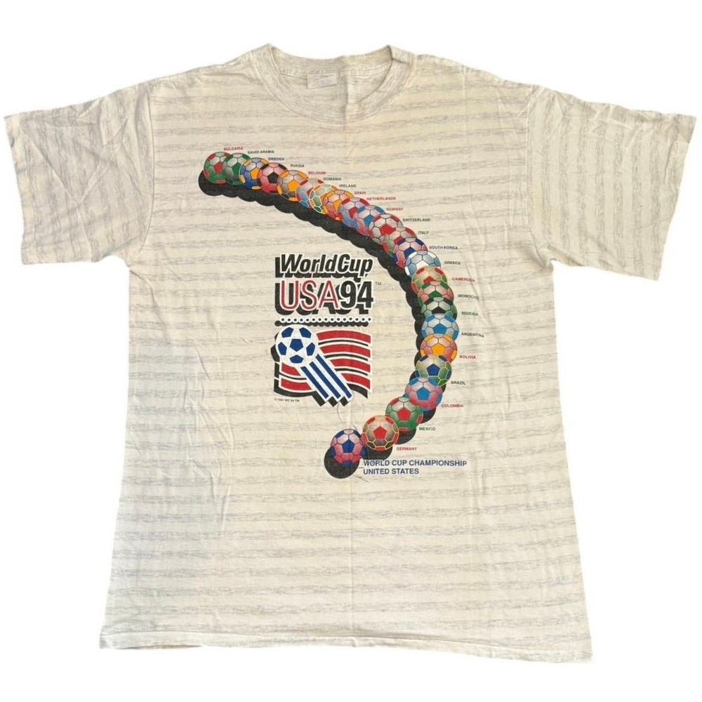 Vintage 90s World Cup 1994 US World Champs Soccer Balls Single Stitch Shirt L
