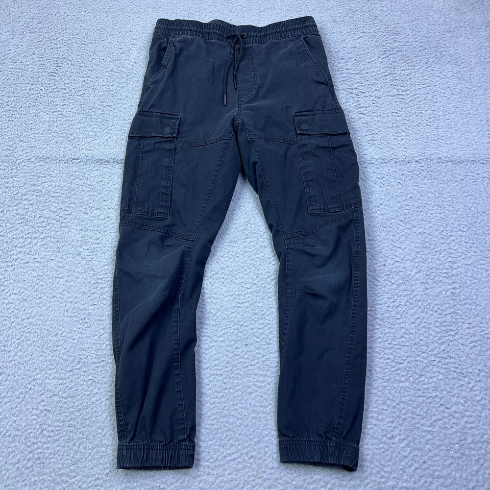 H&M Cargo Jogger Pants Mens Small 31x27 Black Slim Fit Stretch Canvas Ankle