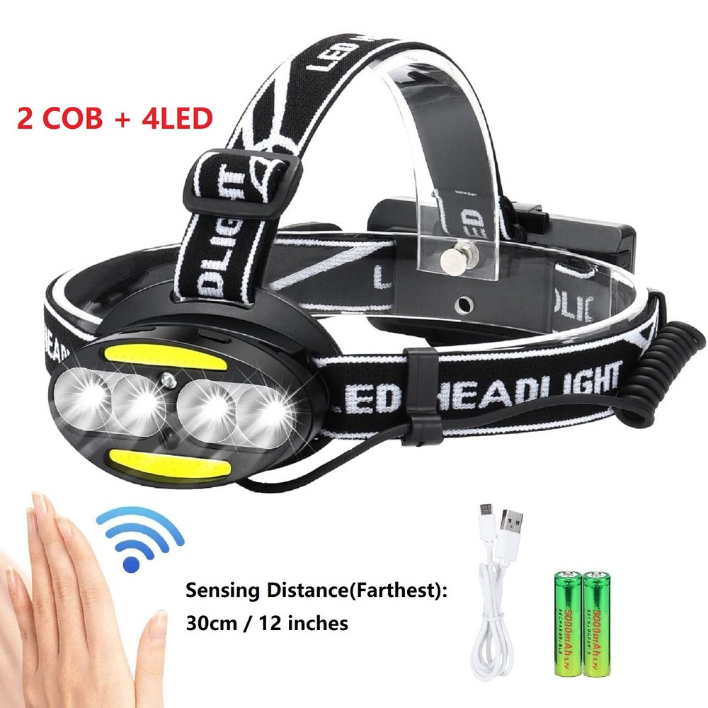 1000000LM COB LED Motion Sensor Headlamp USB Rechargeable Headlight Head Lamp