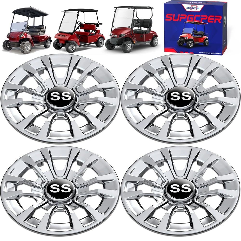 8in Snap-on 6-Spoke Golf Cart Wheel Hubcaps Set of 4 for Club Car EZGO Yamaha