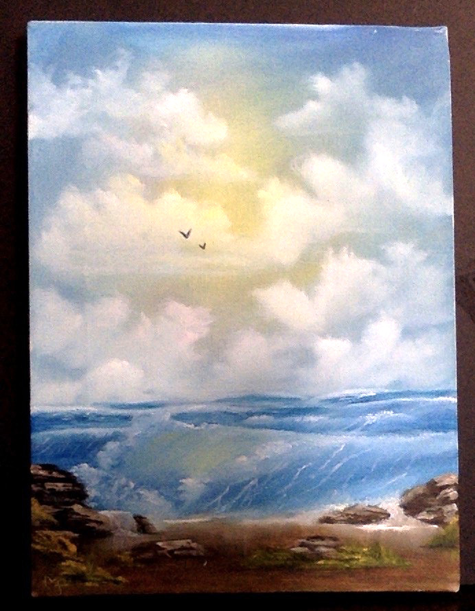 Original Seascape Oil Painting Beach Landscape Waves 12 x 16 
