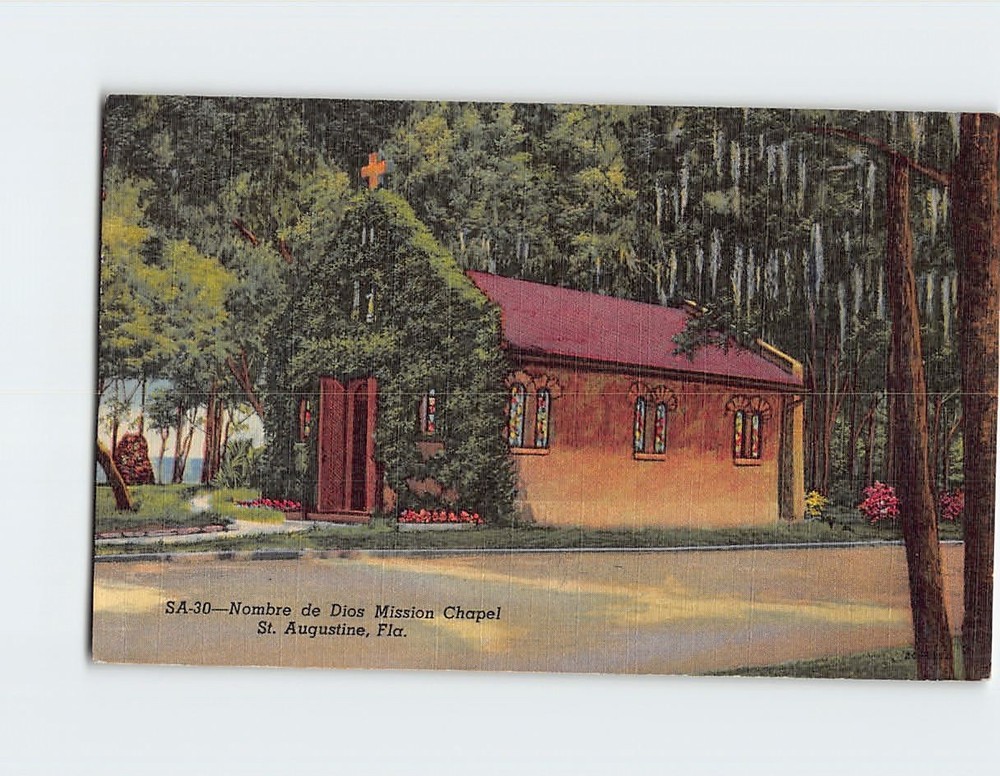Postcard Nombre de Dios Mission Chapel St. Augustine Florida USA