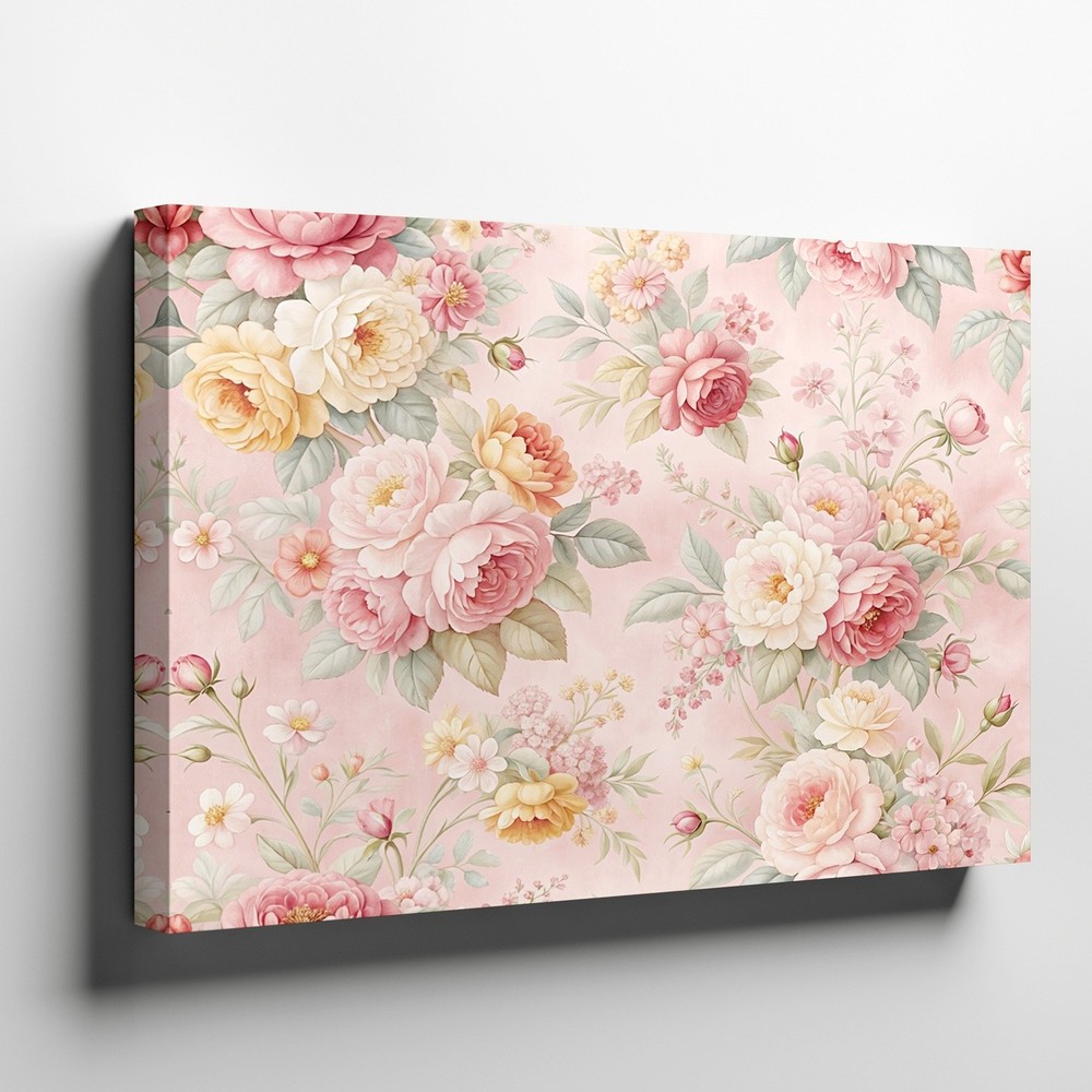 Pink Roses Vintage Floral Canvas Wall Art Bouquet Decorative Wall Decor Print