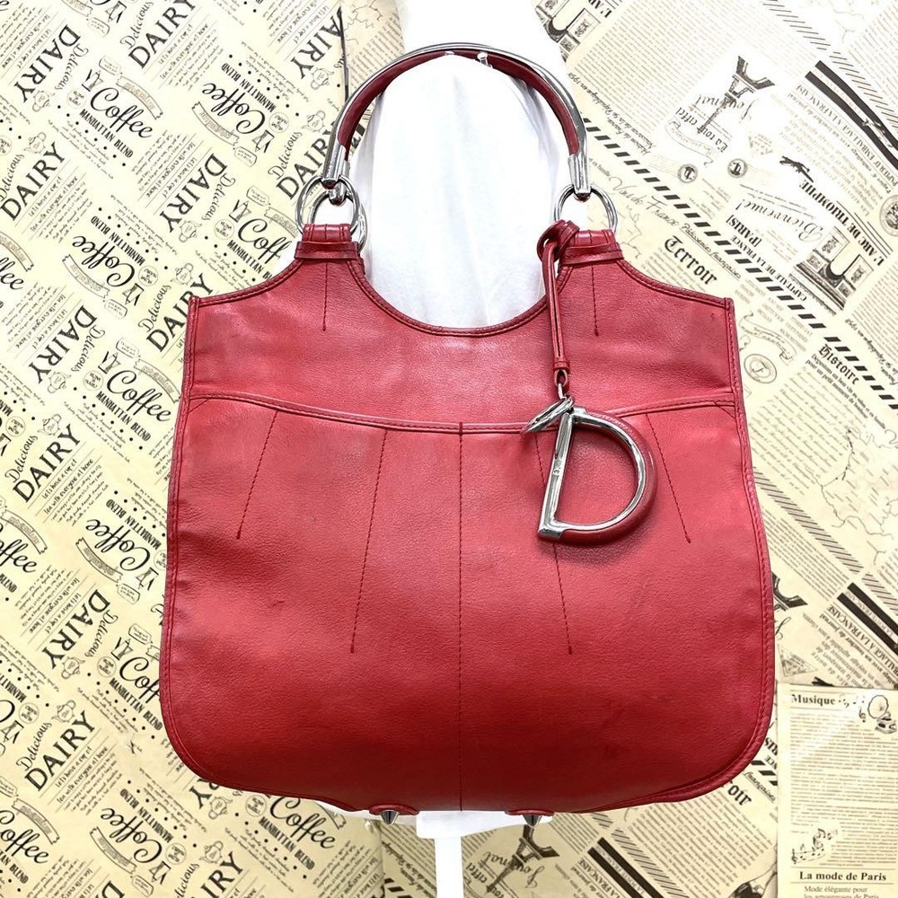 Dior Red Hand Tote Bag SG1885B for Business Travel Pre-Owned
