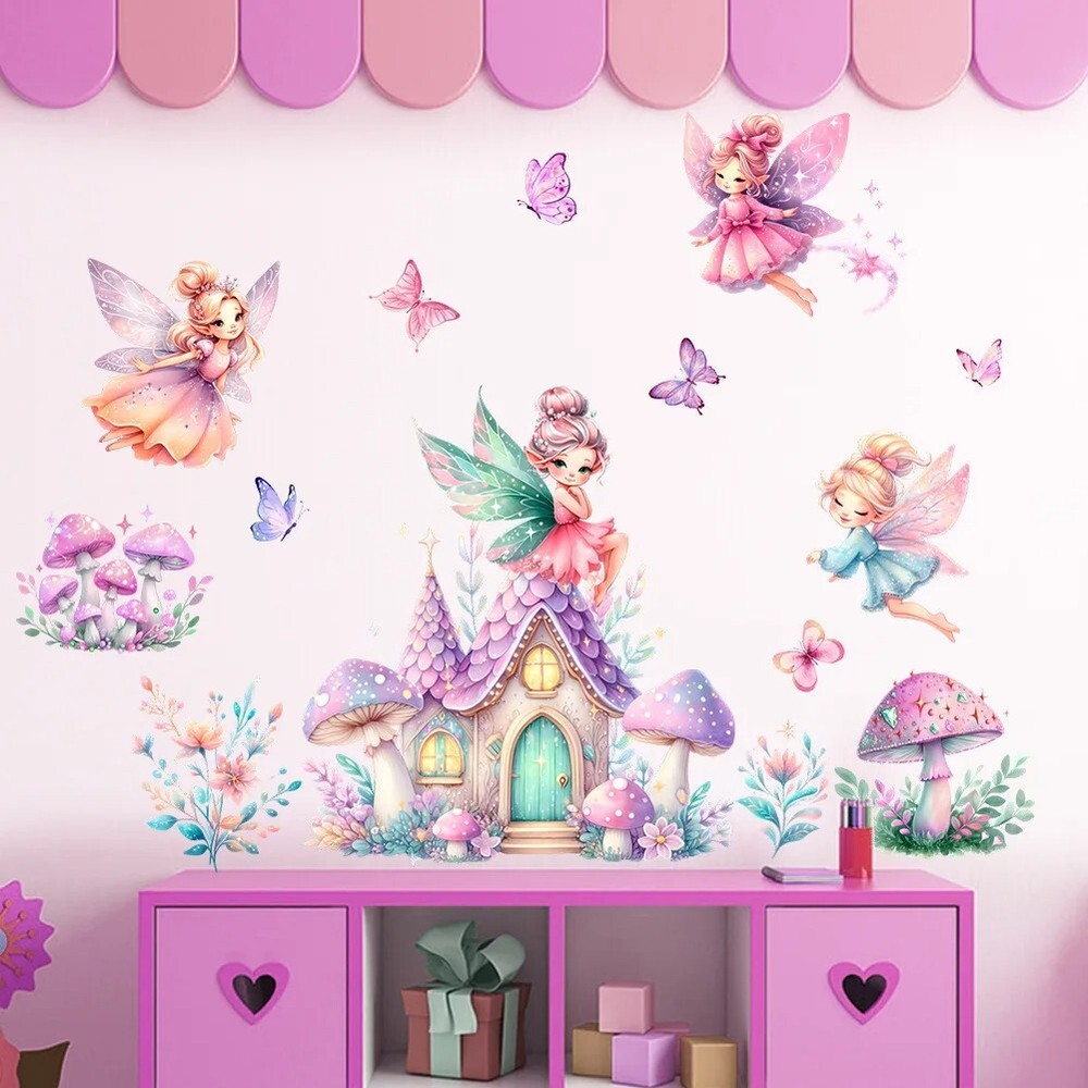 Wall Sticker Butterfly Decal Cartoon Fairy Girls Removable Bedroom Home Decor