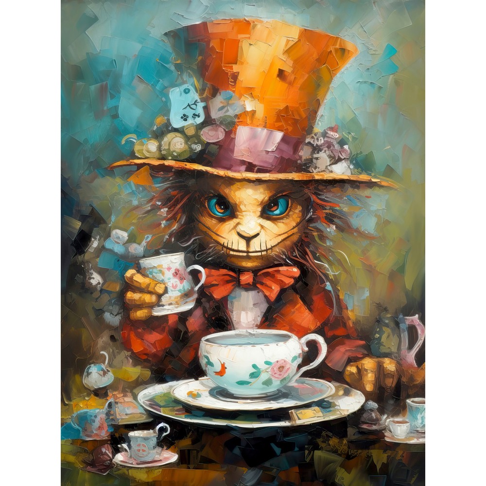 Mad Hatter Animal Tea Party Fantasy Art Print 18X24 Wall Decor