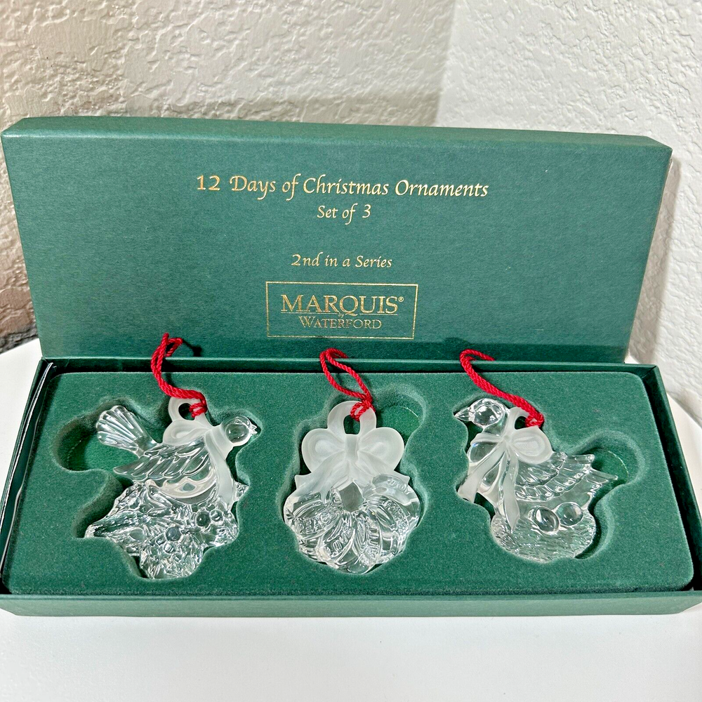 Marquis Waterford 12 Days of Christmas 3 Ornament Set (1, 5 & 6) w/Box