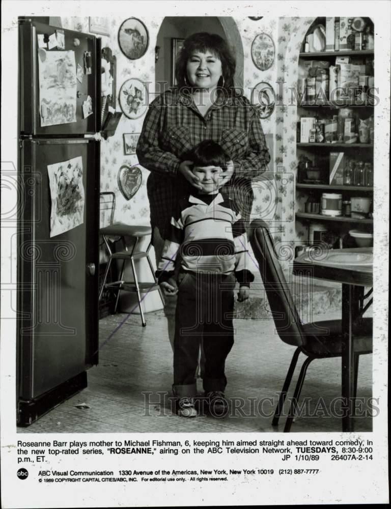1989 Press Photo Roseanne Barr & Michael Fishman in 