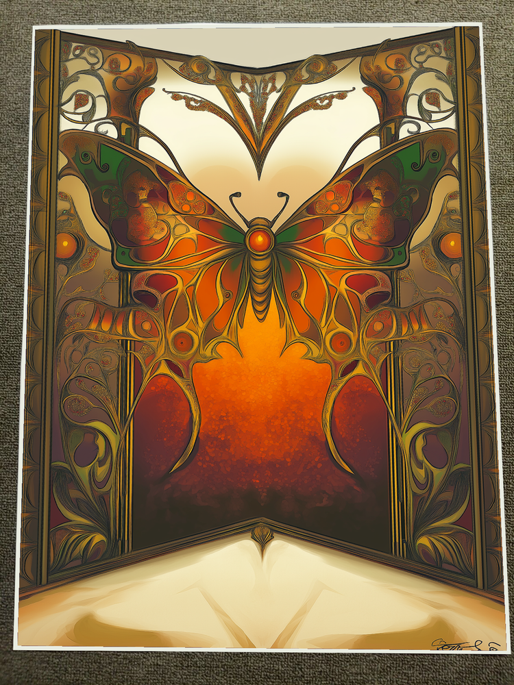 Art Nouveau Butterfly Fantasy Wall Art Poster 18x24 Inches