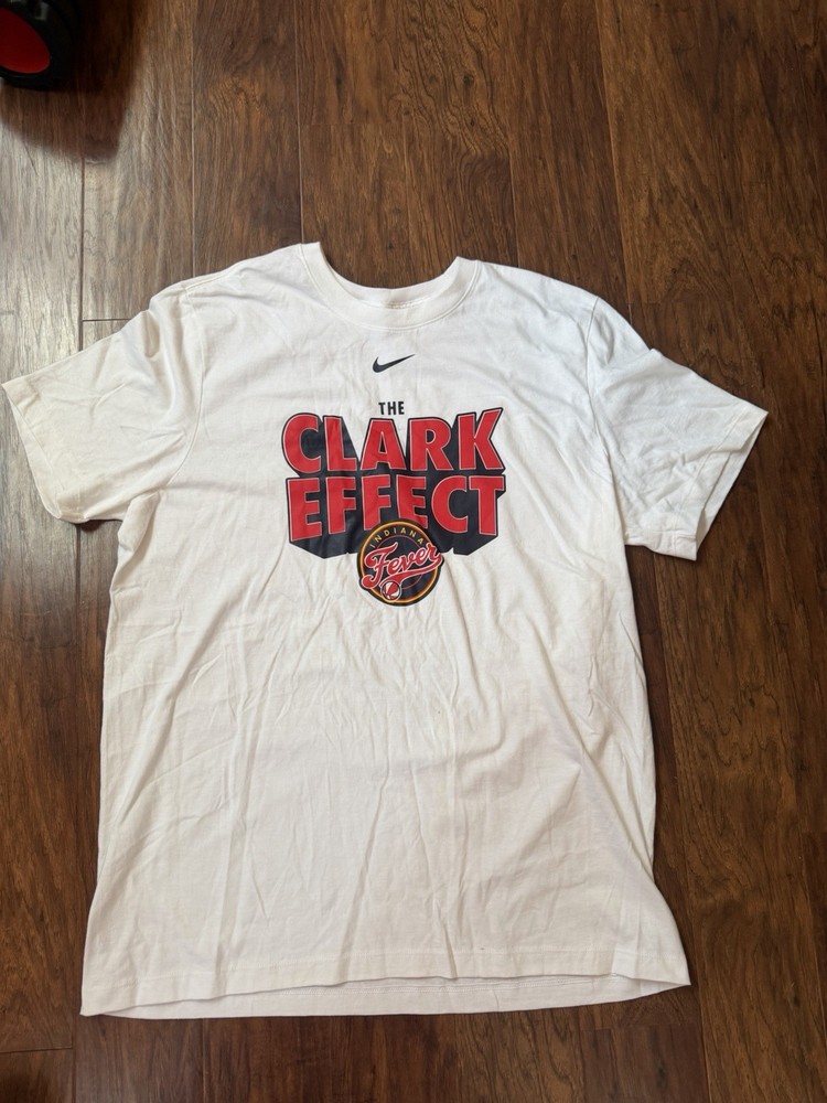The Clark Effect Indiana Fever Nike Tee WNBA White Shirt Caitlin Clark Size XL