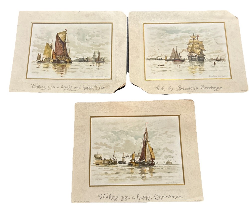 Vintage Raphael Tuck And Sons J Series 493 Postcard Sailboats Lot Of 3