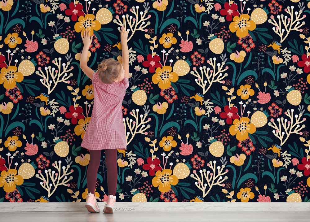 3D Flowers Flora Watercolor Pattern Wall Murals Wallpaper Murals Wall Sticker