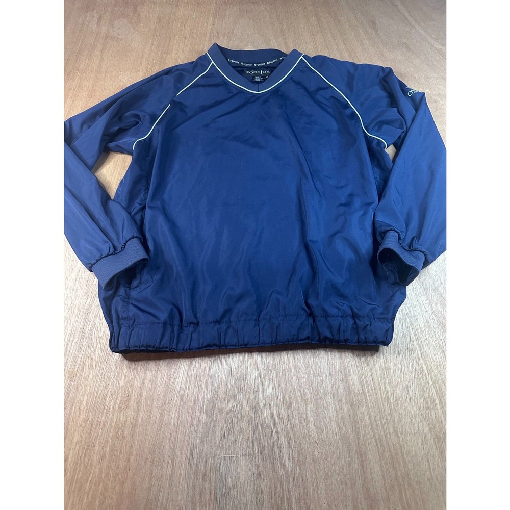 FootJoy Mens Pullover Windbreaker Golf Jacket Navy Blue FJ Logo Size M