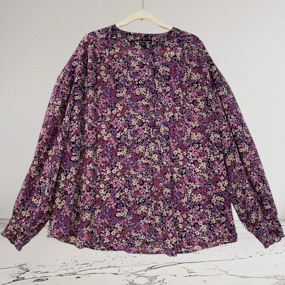 Lane Bryant Sheer Ruffled Button Front Chiffon Top Women’s Size 26 NWT $69
