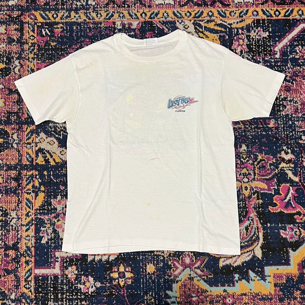 Lucy Bluz Cafe Florida Graphic Tee Men's XL White Short Sleeve Shirt