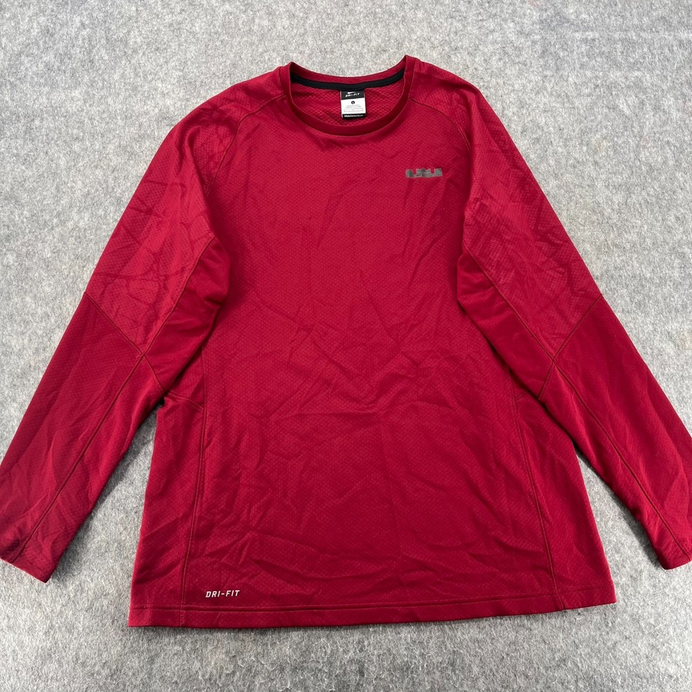 Nike Shirt Top Long Sleeve Athletic Lebron James Tamed Fearless Red Mens L