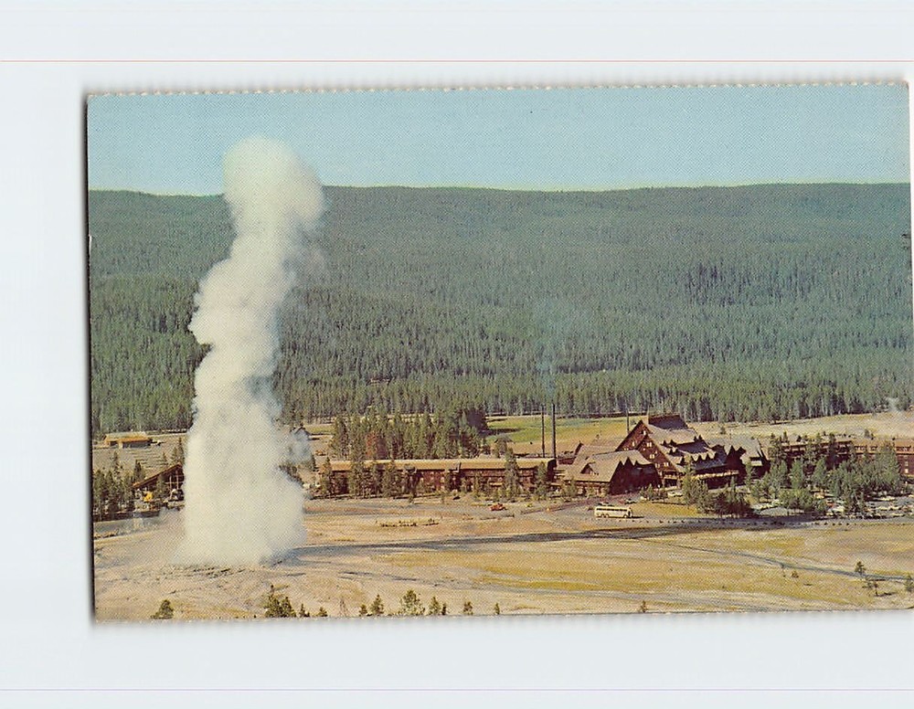 Postcard Old Faithful Geyser Yellowstone National Park Wyoming USA