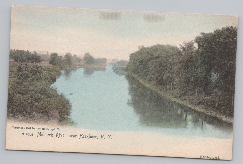 State View~Mohawk River Near Herkimer New York~Vintage Postcard