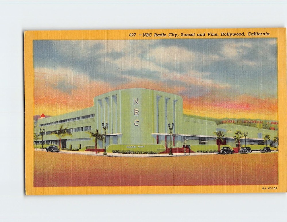 Postcard NBC Radio City Sunset & Vine Hollywood California USA