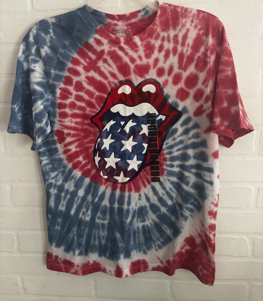 Rolling Stones Youth Boys Red, White and Blue Tongue T-Shirt - NWT  XL 14/16