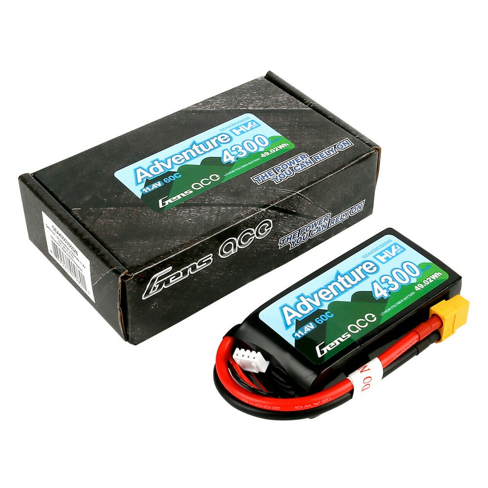 Gens Ace Adventure HV 4300mAh 11.4V 60C 3S Lipo RC Crawler Battery XT60 Plug-image