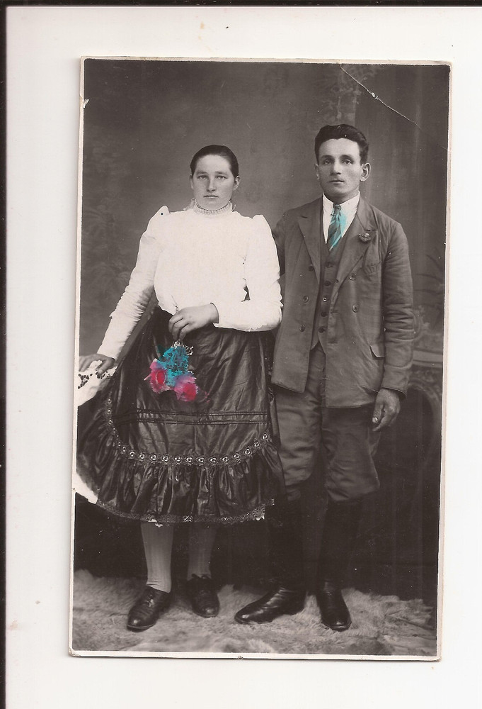 RPPC Couple Hand Tinted Cuba? Antique Real Photo Postcard
