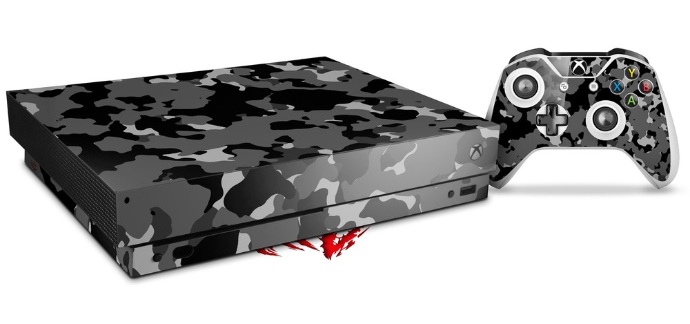 Skin Set for XBOX One X WraptorCamo Old School Camouflage Camo Black