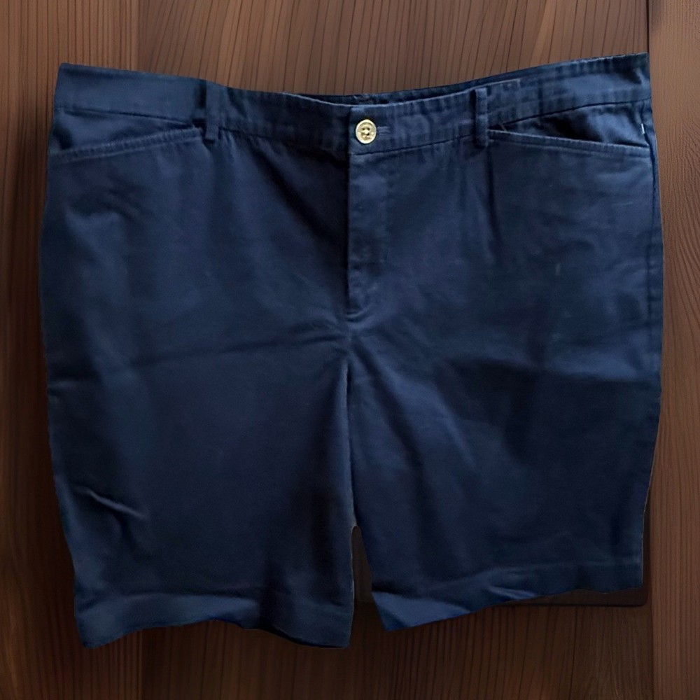 Lauren Ralph Lauren Women’s 16 Navy Blue Bermuda Chino Shorts Cotton Stretch EUC