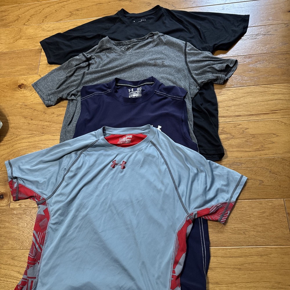 Lot 4 Under Armour Men T Shirts Short Sleeve Tactical Multicolor M Medium Euc