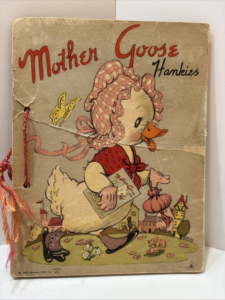 Mother Goose Hankies 1948 Book Herrmann Hdkf co USA printed