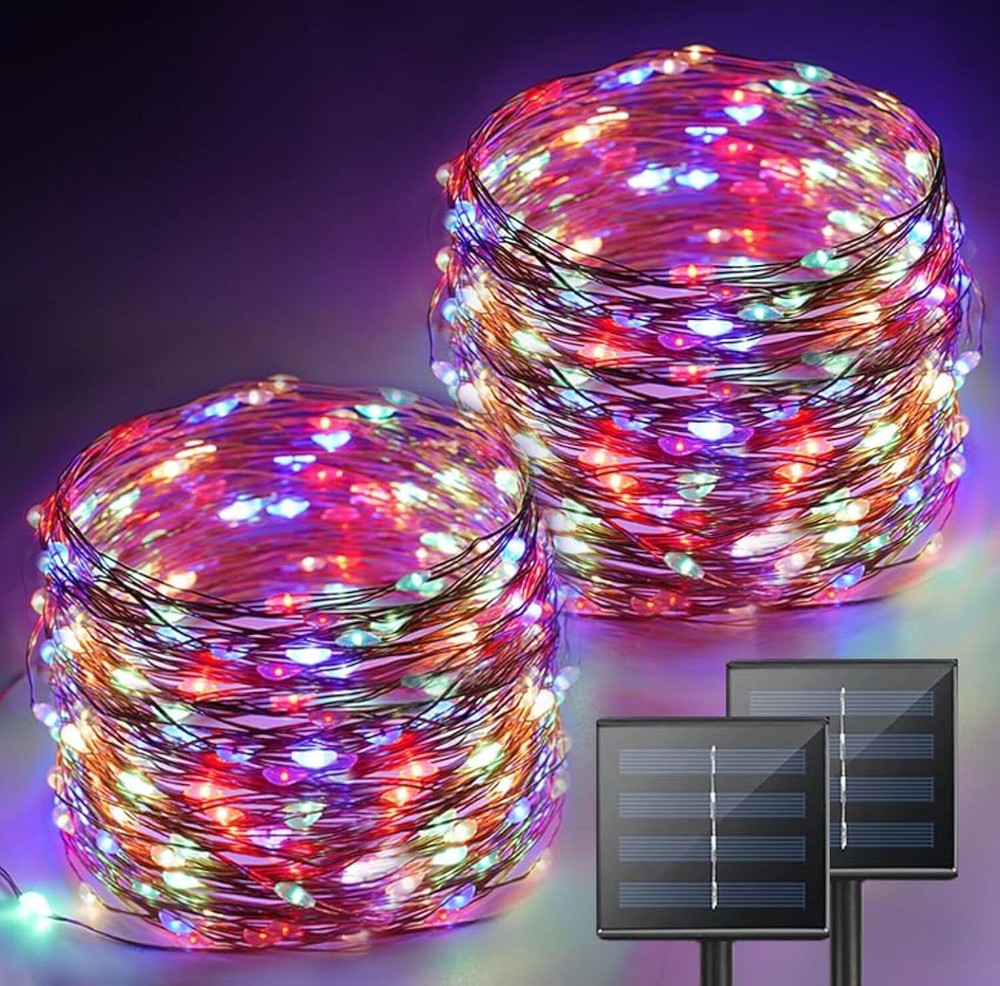 Multicolored Solar Christmas Lights Outdoor Waterproof, 2-Pack Each 72FT 200L...