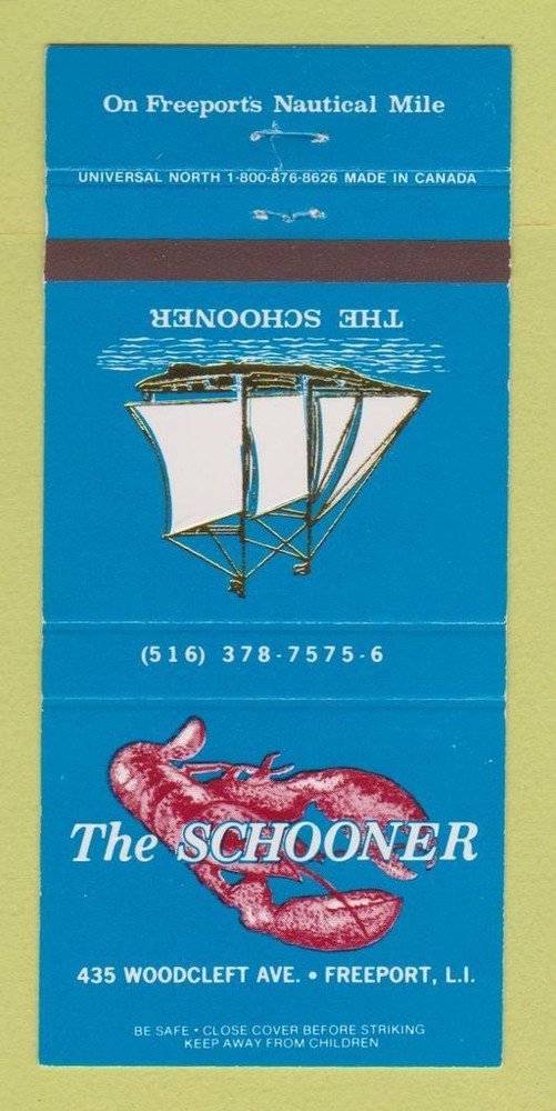 Matchbook Cover - The Schooner Restaurant Freeport LI NY 30 Strike